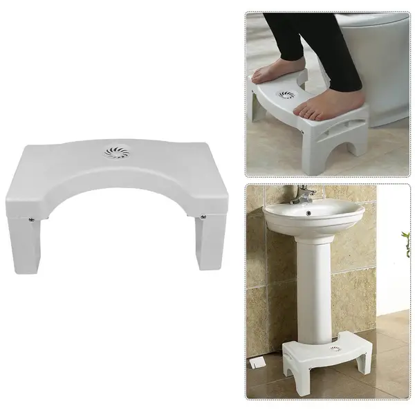 Plastic Non-Slip Folding Toilet Squat Stool - White Color