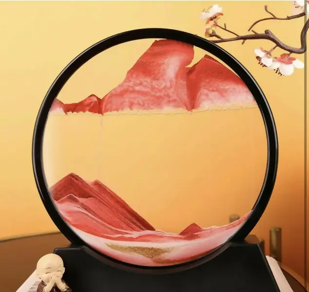 Crimson Horizon Rotating Sand Art Frame for Home Decor