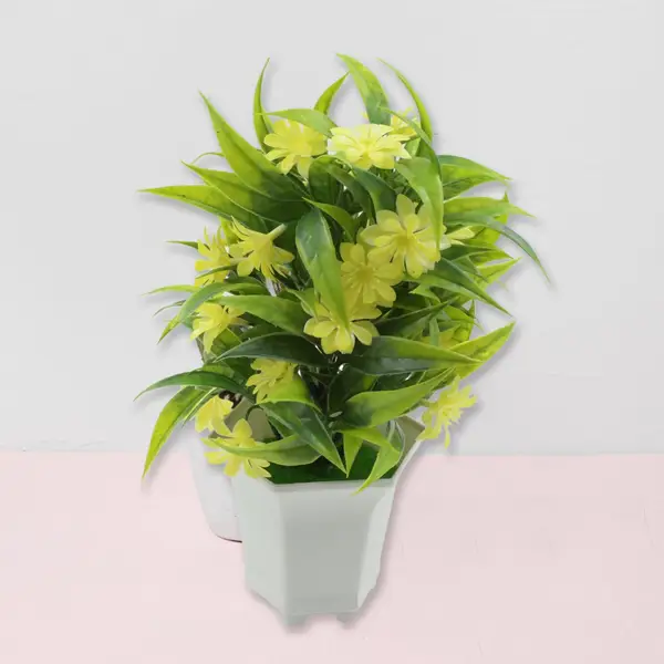 [8796_artificial_flower_pot_no4] Artificial Flower Plant with Cute Pot – Home & Office Tabletop Decor, Indoor Balcony Plant (1 Pc)