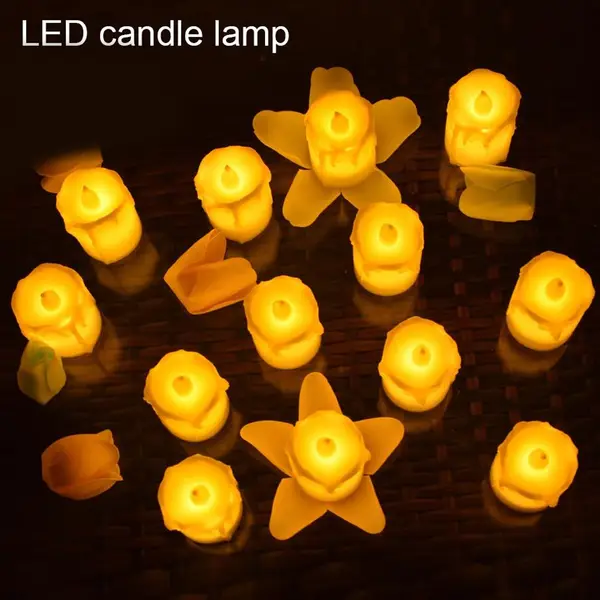 [6552_cnl_flameless_candlelight] Set of 24 Multicolor Flameless Melted Design Candles for Decoration