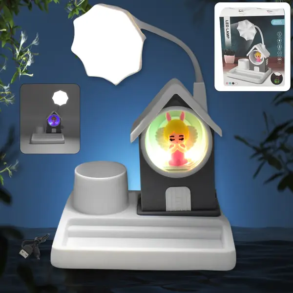 [13404_cartoon_led_desk_lamp_with_base] Cute Lovely Cartoon & Home Design With Plastic Base LED Desk Light, Multi Color Changes (1 Pc)