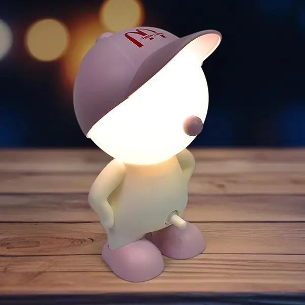 [13403_cute_cartoon_led_desk_lamp_1pc] Cute Lovely Cartoon Design LED Desk Night Light With Plastic Head Cap (1 Pc)