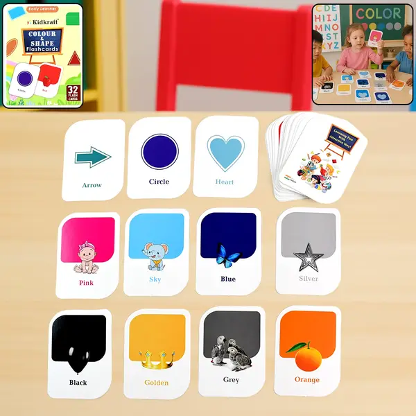 [19156_32pc_color_n_shape_flashcard_set] Kidkraft Early Learner 32-Piece Color & Shape Flashcard Set