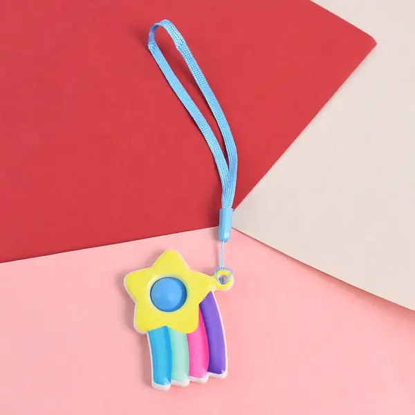 [19143_push_fidget_toy_keychain_1pc] Stress Relief Silicone Push Fidget Toy Keychain for Kids (1 Pc)