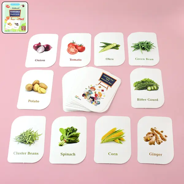 [19155_32pc_vegetable_flashcard_set] Kidkraft 32-Piece Educational Vegetable Flash Cards Set