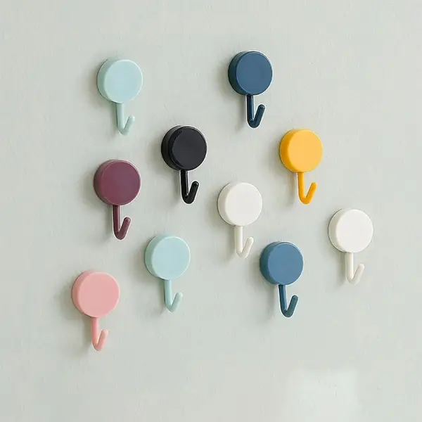 [7472_wall_hooks_10pc] Self-Adhesive Sticky Wall Hooks (10 Pcs)