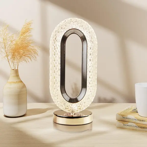 [6878_crystal_table_lamp] Touch Control Crystal Table Desk Lamp, 3-Way Dimmable Light, USB Rechargeable Crystal Diamond Table Lamp, Exquisite Night Stand Light Lamp Beside Lamp for Bedroom Living Room, Decorative Desk Lamp