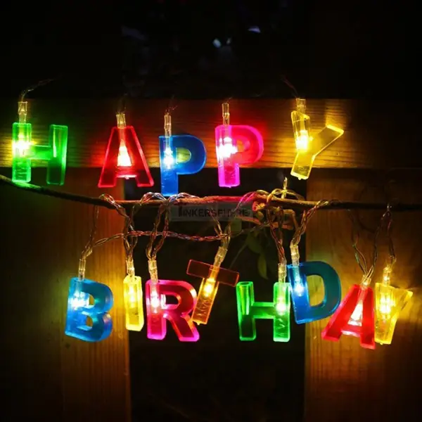 [4815_led_hbd_party_light] Decoratives Plastic Happy Birthday 13 LED Letter Battery Operated String Lights, Outdoor String Lights (Multicolour)
